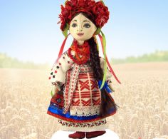 Интерьерная кукла-тыквоголовка в украинском народном стиле....